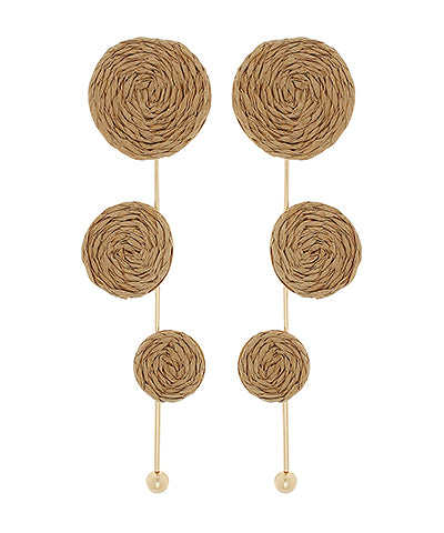 Linear Raffia Round & Bar Earrings
