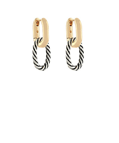Two-Tone Rope Textured Link Earrings