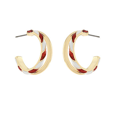 Christmas Candy Cane Double Layered Hoops
