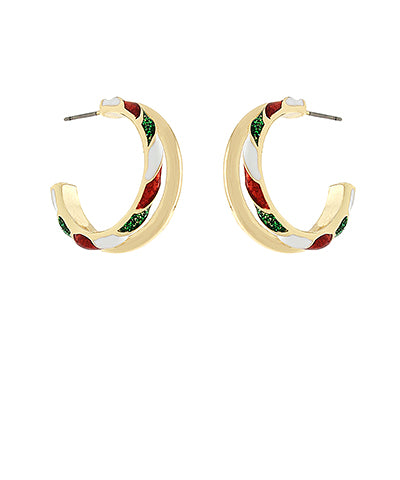 Christmas Candy Cane Double Layered Hoops