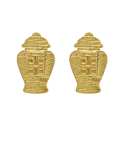 Chinoiserie Jar Metal Earrings