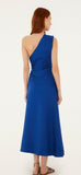 Blue Seahorse Embroidery One-Shoulder Maxi Dress