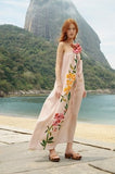Farm Rio Garden Terrace Pink One Shoulder Maxi Dress