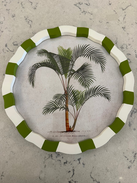 Framed Green And White Striped Wall Decor Style 1