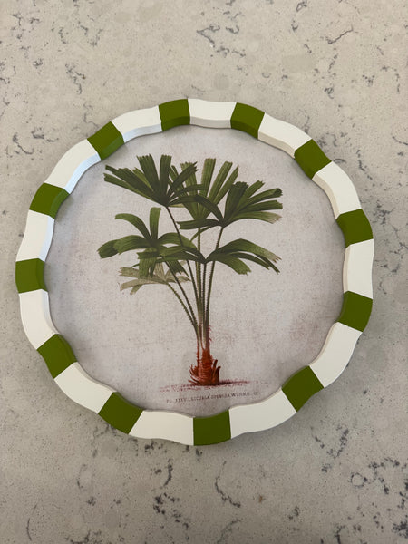 Framed Green And White Striped Wall Decor Style 3