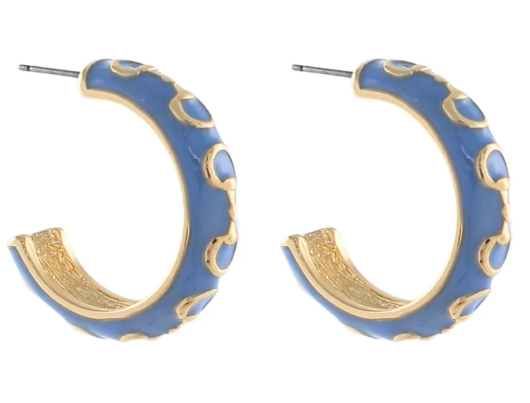 Gold Link Coated Hoops | Light Blue