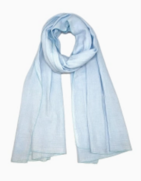 Gauzed Cotton Scarf | Light Blue