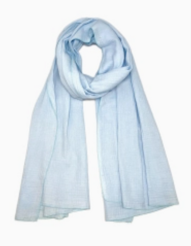 Gauzed Cotton Scarf | Light Blue