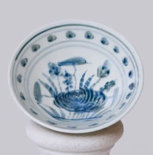 Small Blue and White Porcelain Lotus Conical Bowl