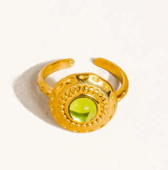Malin Round Stone Ring | 18K Gold Non-Tarnish