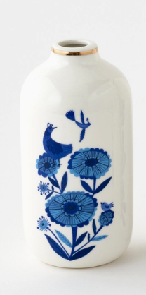 Blue and White Bud Ceramic Vase | Medium