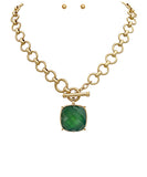 Square Stone Pendant Necklace Set