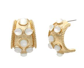 Dotted Antique Bold Hoops Crystal
