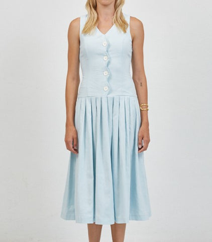 Celine Pleated Button Dress
