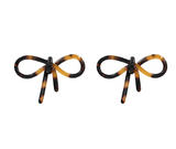 Acrylic Bow Stud Earrings Tortoise