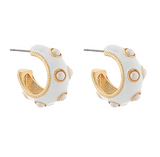 Color Coated Pearl Station Hoops White/Cream
