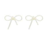 Acrylic Bow Stud Earrings White