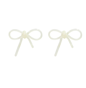 Acrylic Bow Stud Earrings White