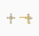 Baguette Cross Studs