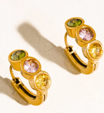Azelia 18K Gold Non-Tarnish Colorful CZ Hoop Earrings