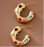 18K Gold Plated Waterproof Stainless Steel Hoop Earrings - 7017