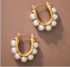 18K Gold Plated Waterproof Stainless Steel Hoop Earrings