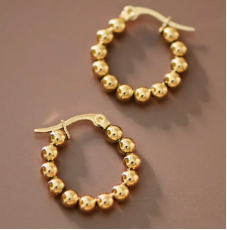 18K Gold Plated Waterproof Stainless Steel Hoop Earrings - 7538