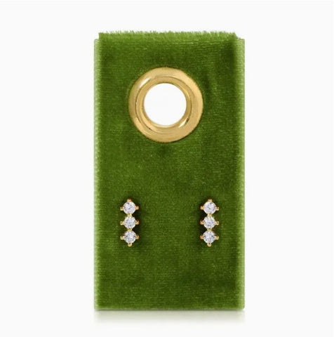 Triple Cz Bar Studs