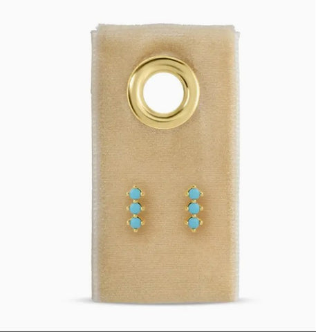 Triple Cz Bar Studs Light Blue