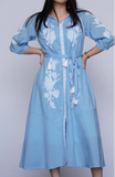 Botanical Blue Shirt Dress