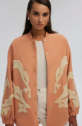 Market Jacket in Soft Coral & Ecru