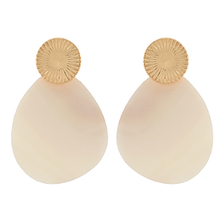 Teardrop Shell Round Drop Earrings