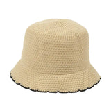 Beige Paper Braid Knit Bucket Hat