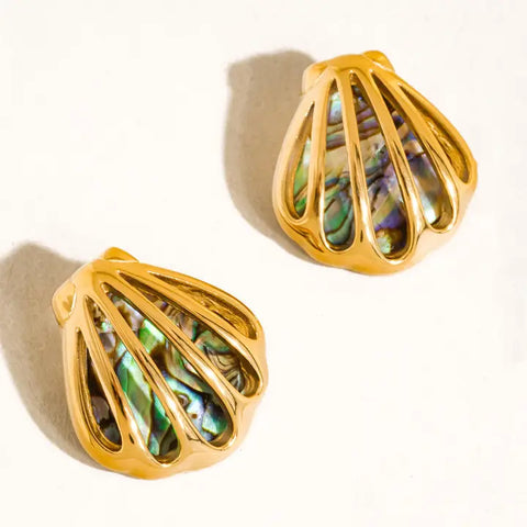 Rocio 18K Gold Non-Tarnish Abalone Shell Stud Earrings