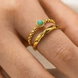 Lindy 18K Gold Non-Tarnish Layered Stone Ring