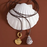Chia 18K Gold Non-Tarnish Shell Charm Cord Necklace