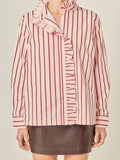 Ruffled Stripe Button-Up Shirt