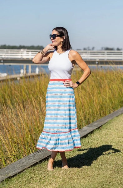 Addie Skirt | Blue Scallop