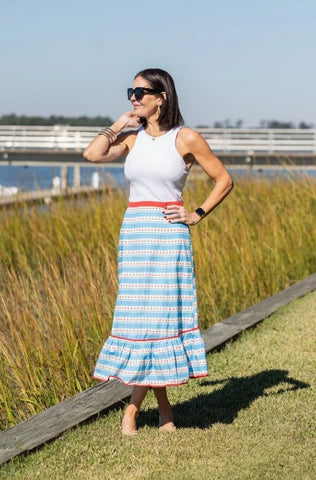 Addie Skirt | Blue Scallop