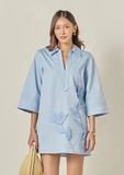 Appliqued Striped Shirt Mini Dress