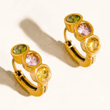Azelia 18K Gold Non-Tarnish Colorful Cz Hoop Earrings