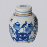 Porcelain Mini Bird and Flower Round Jar