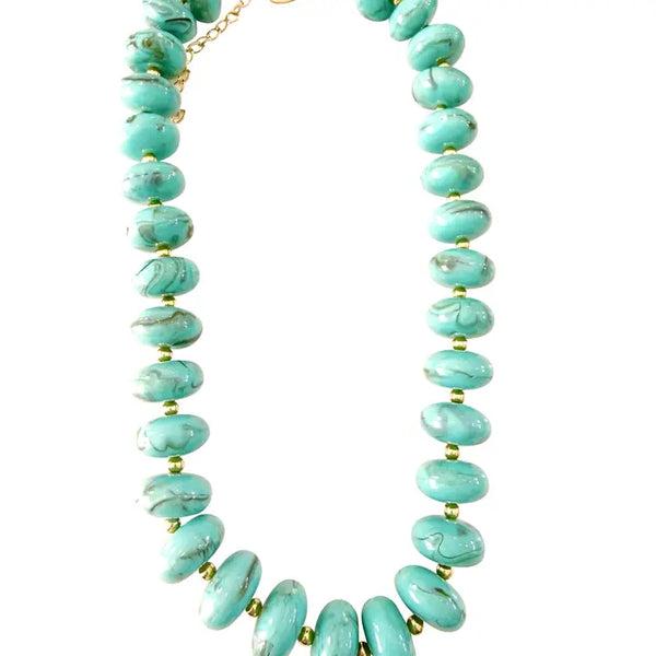 Holly Chunky Beaded Necklace- Turquoise