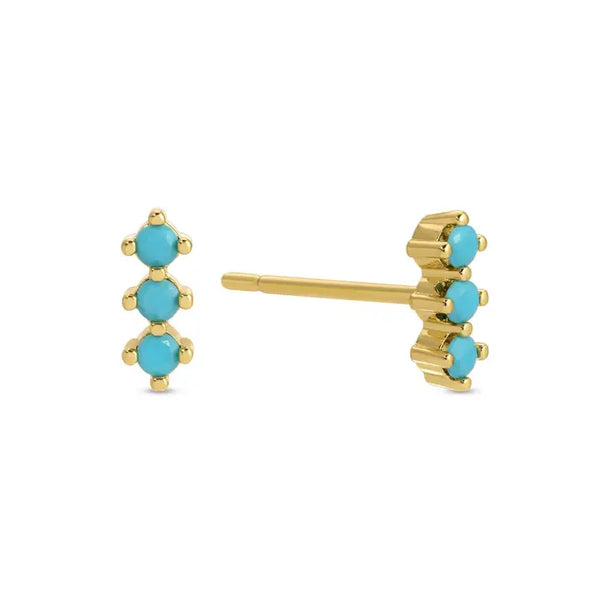 Triple Cz Bar Studs