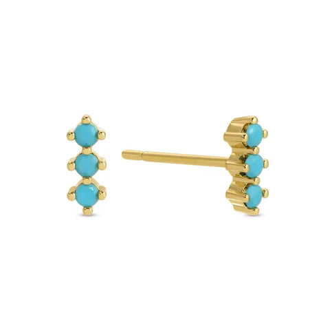 Triple Cz Bar Studs