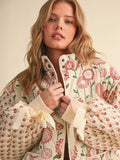 Quilted Mixed Floral Print Jacket with Ribbon Detail