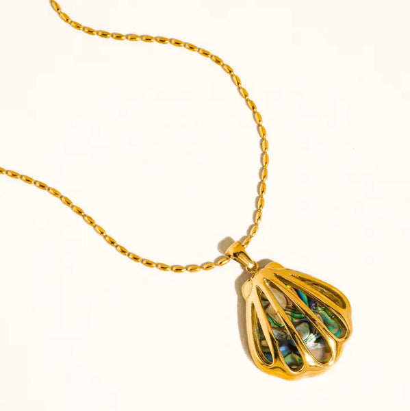 Cydnee 18k Gold Non-Tarnish Abalone Shell Necklace