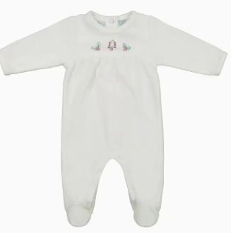 Baby Velour Holiday Tree Romper Footie