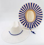 Baldiz White Sun Hat with Blue Stripes