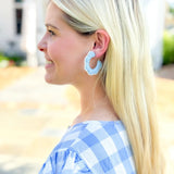 Scalloped Raffia Hoop Earrings | Carolina Blue and Pearls